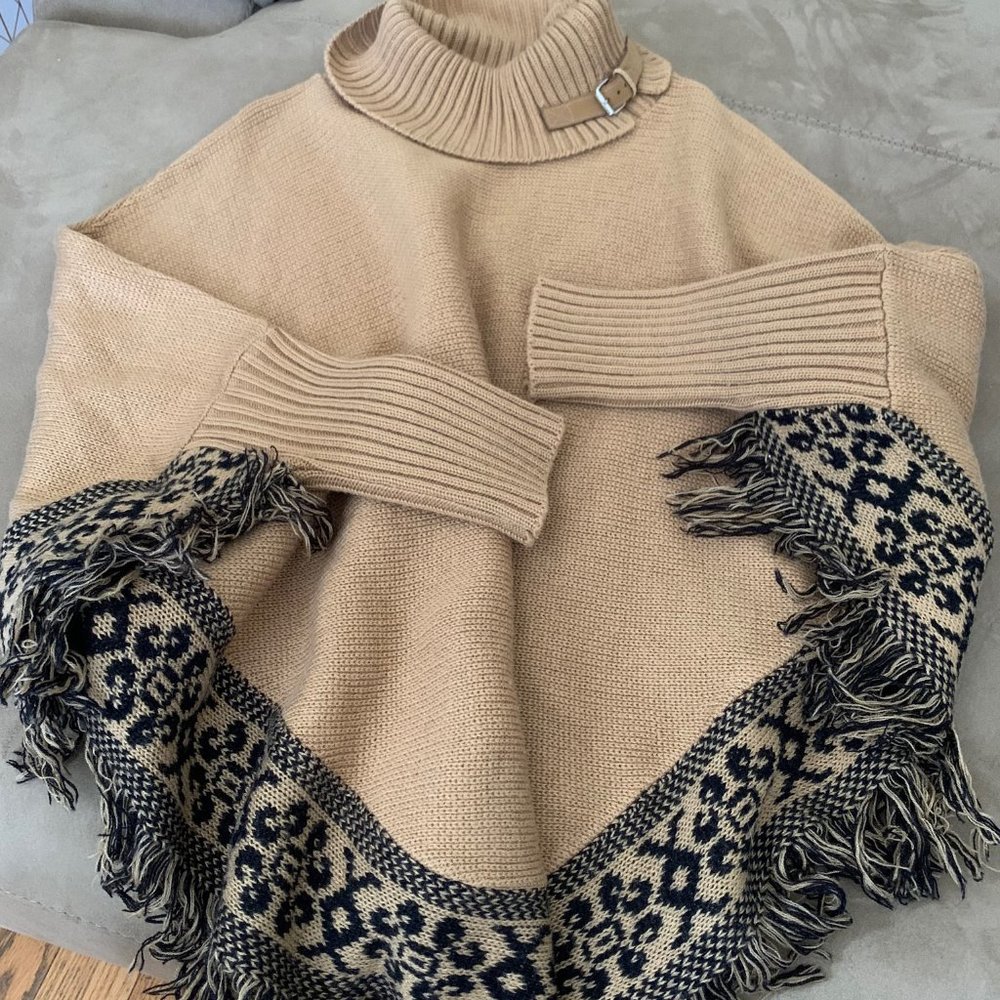 Light Brown Poncho like Sweater, Great Detail